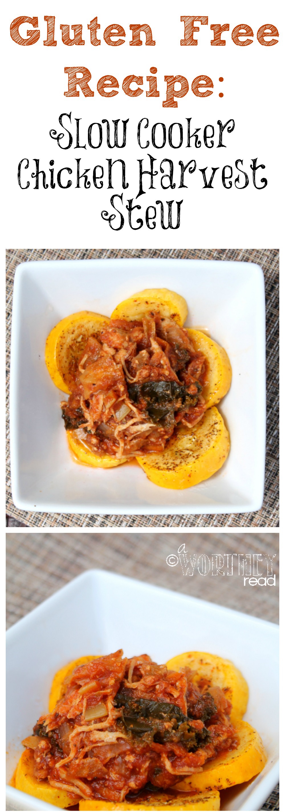 Gluten Free Recipe- Slow Cooker Chicken Harvest Stew. This easy recipe is also Freezer friendly.