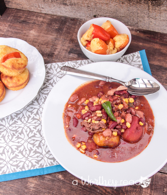 Homemade Chili Recipe and Cornbread Poppers
