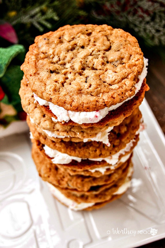 Chocolate Chip & Oatmeal Cookies with Candy Cane Buttercream