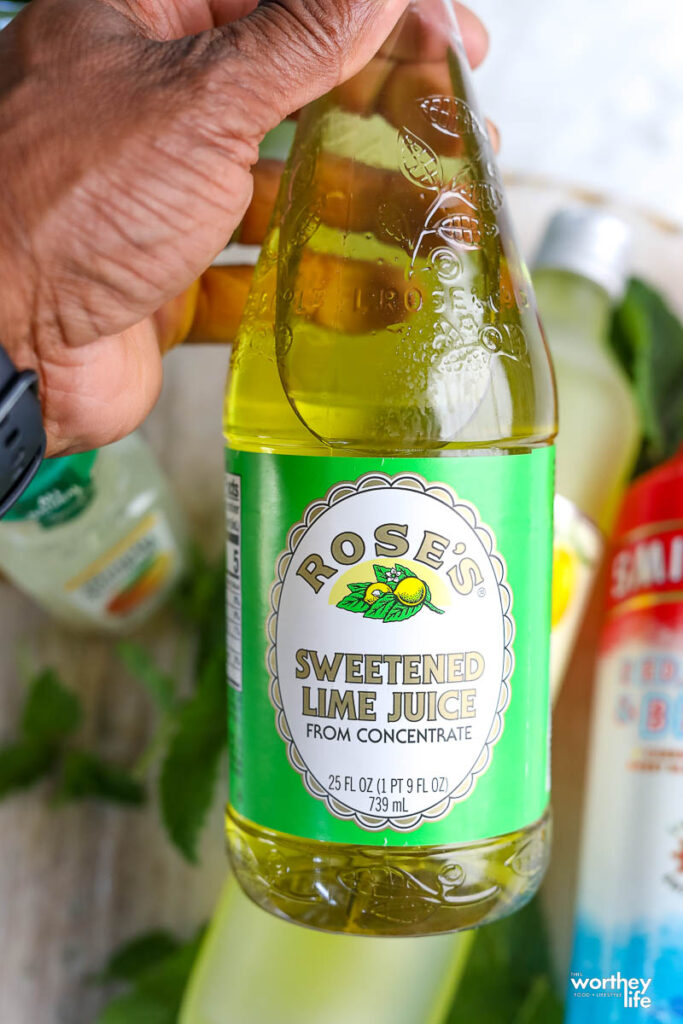 sweetened lime juice in a bottle
