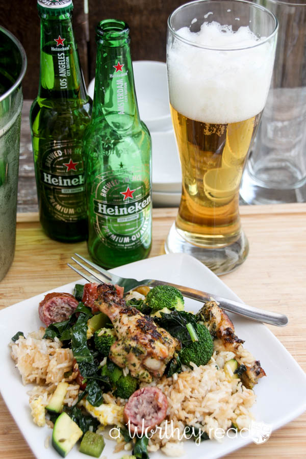 Our Grilled Chicken & Sausage Stir-Fried Rice might just make regular stir-fry obsolete. Why? For starters this one has smoked bratwurst sausage and mini-chicken drummies with our super fresh Garden Herb Chimmichurri! Get through to get this easy stir-fry recipe!