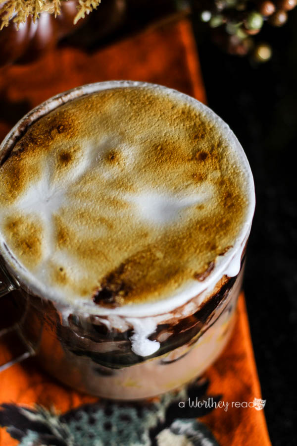 Curl up this fall with this delicious Pumpkin flavored hot chocolate. Pumpkin Spiced & Iced Cocoa with Roasted Marshmallow Creme