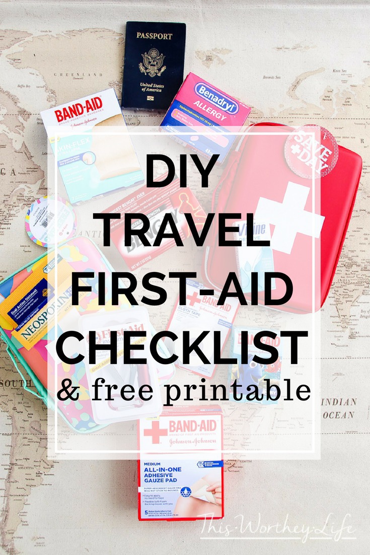 When you're packing your bags to travel, don't forget the first-aid essentials. Here are a few tips on how to create your own DIY Travel First-Aid Kit, with a free printable. This travel first-aid checklist will ensure you don't miss out on packing the travel first-aid essentials!