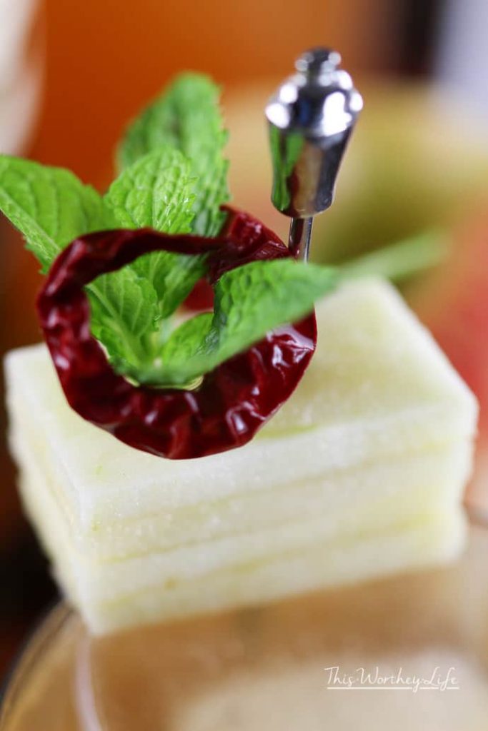 stacked apple slices for a garnish