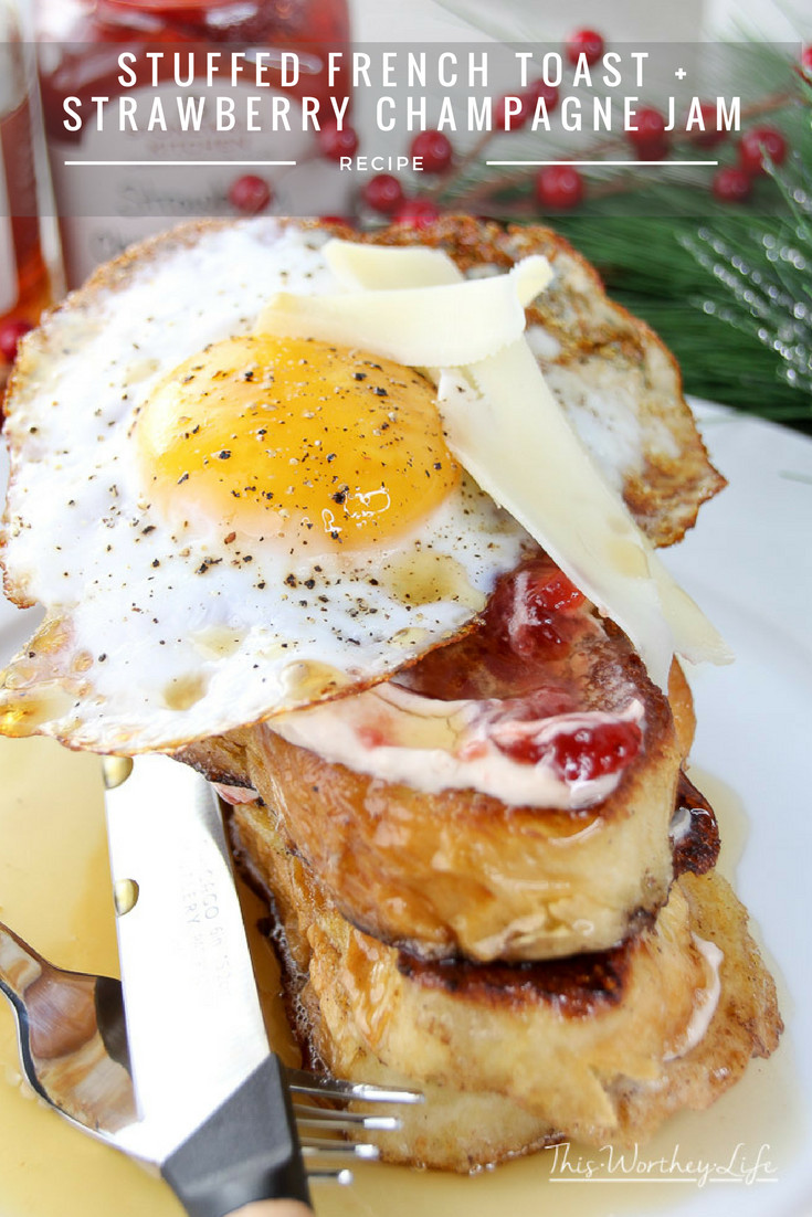 Making French Toast on a lazy Saturday morning is a great way to start the weekend. Get our stuffed French Toast recipe on the blog, along with a Strawberry Champagne Cream Cheese Jam. This breakfast recipe would be great to make for a Christmas morning breakfast. Stuffed French Toast + Strawberry Champagne Jam