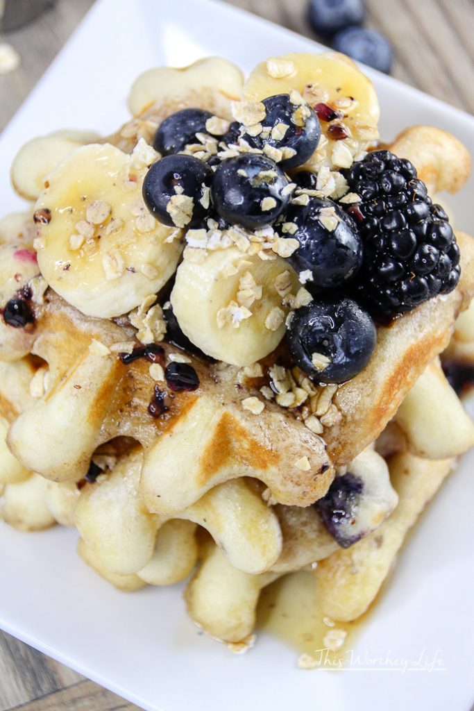 Saturday morning is a great time to whip up a batch of homemade waffles. I'm sharing how I sneak in some healthy ingredients into the boys' waffles with our Blueberry Chia + Oatmeal Waffles recipe.