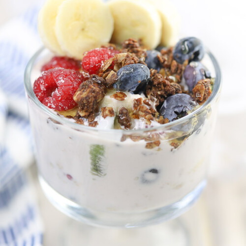 Overnight Oats + Berry Yogurt recipe