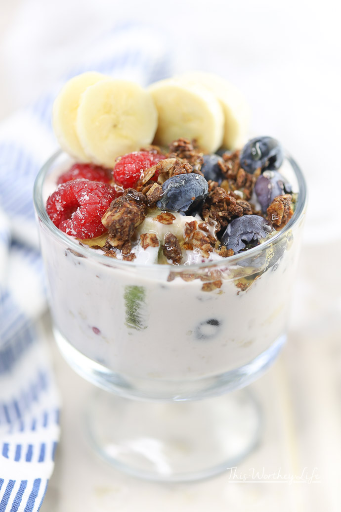 Overnight Oats + Berry Yogurt recipe