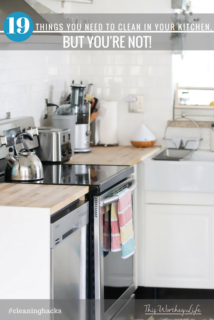 Whether its spring cleaning or fall cleaning, there are several areas in your kitchen you should be cleaning on a regular basis. I'm sharing 19 things you need to clean in your kitchen, but you're not! And, it's time to change that!