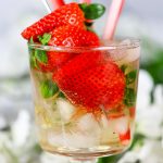 Rhubarb & Strawberry Bourbon Cocktail - easy summer cocktail to try with fresh strawberries and rhubarb