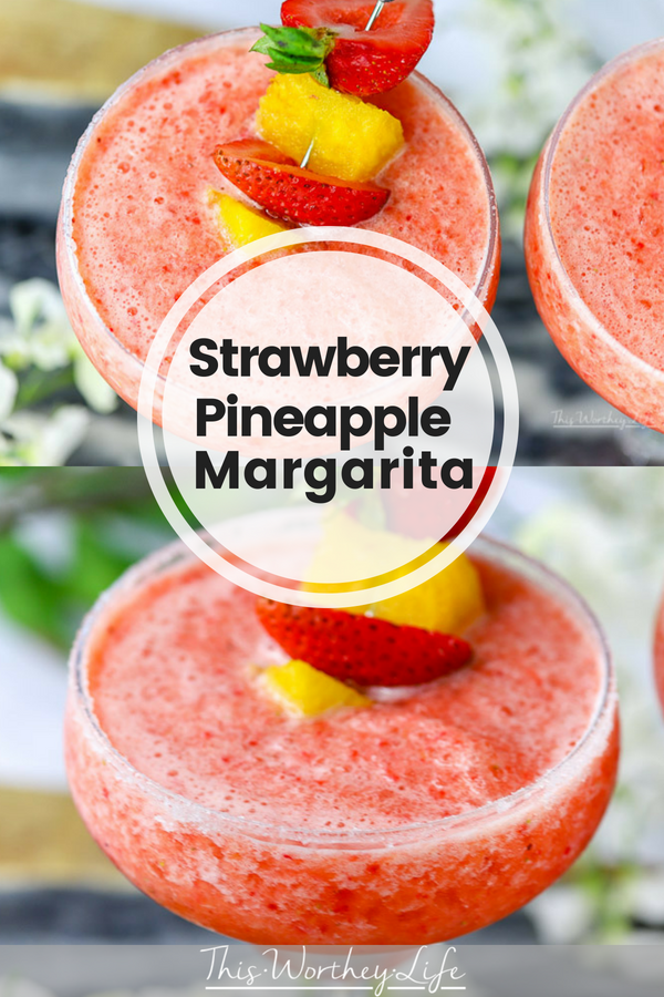 Cool down this summer with a frozen strawberry + pineapple margarita.&nbsp;Add super lush and juicy strawberries and mega-sweet pineapple, all aswirl in a tumult of slushy ice and tequila. Sounds like bonafide good time to my ears. Cheers!