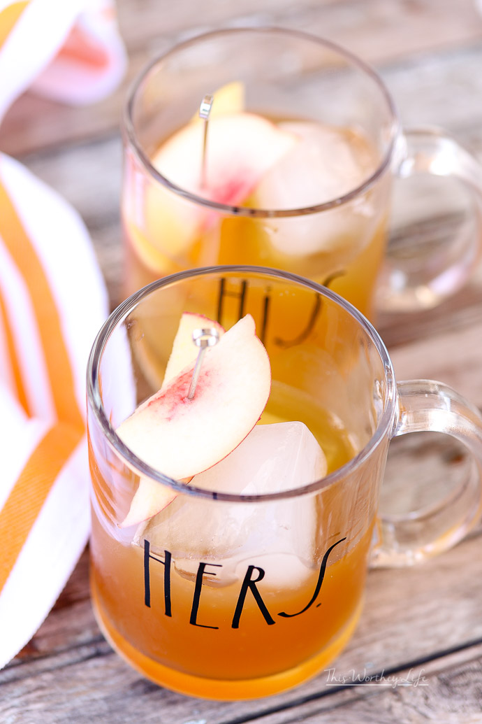 his and her fall peach and apple drinks