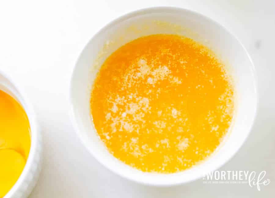 egg mixture in a white bowl