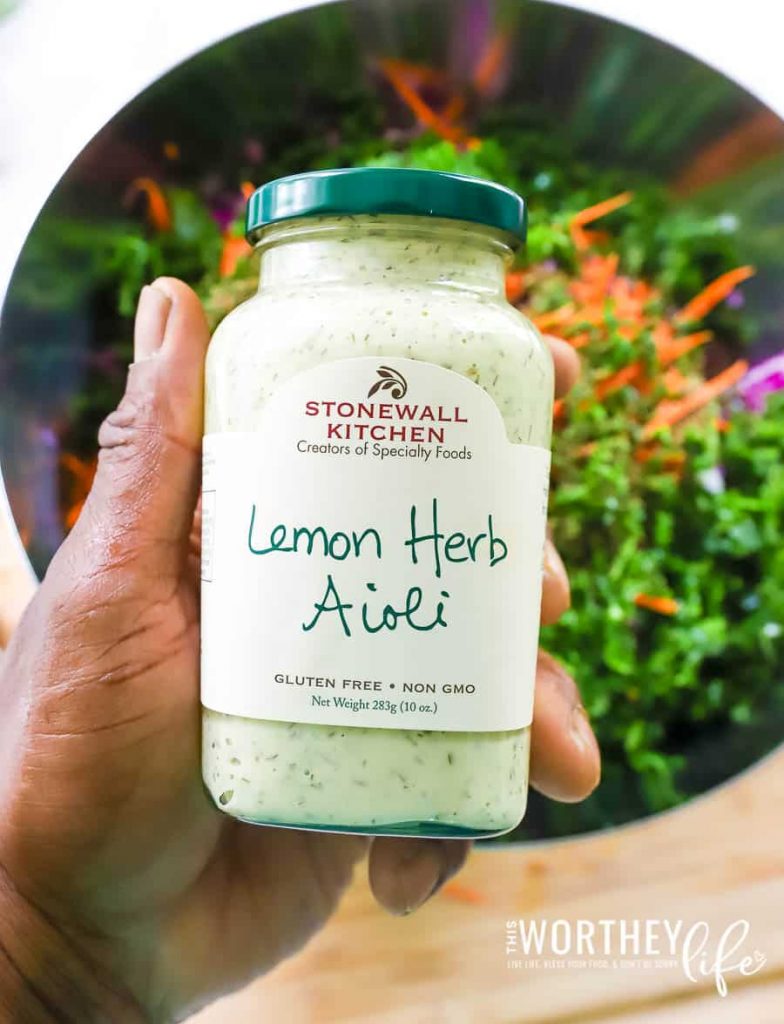 a jar of stonewall kitchen lemon herb aioli
