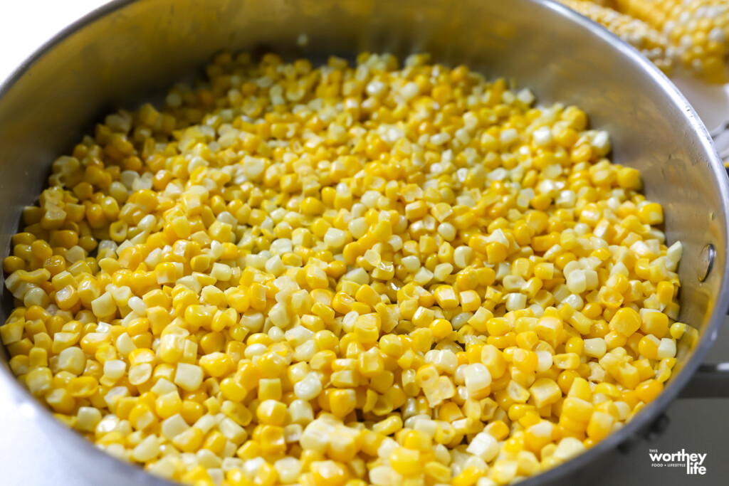 fresh corn in a pan