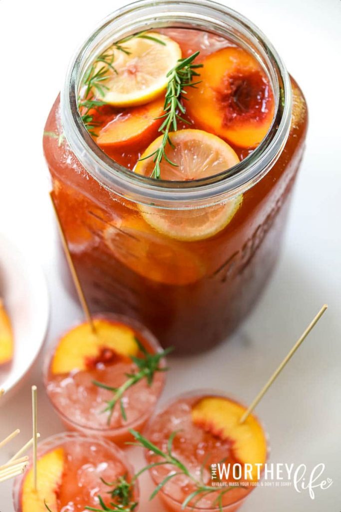 Peach Black Cherry Punch for a crowd in a mason jar