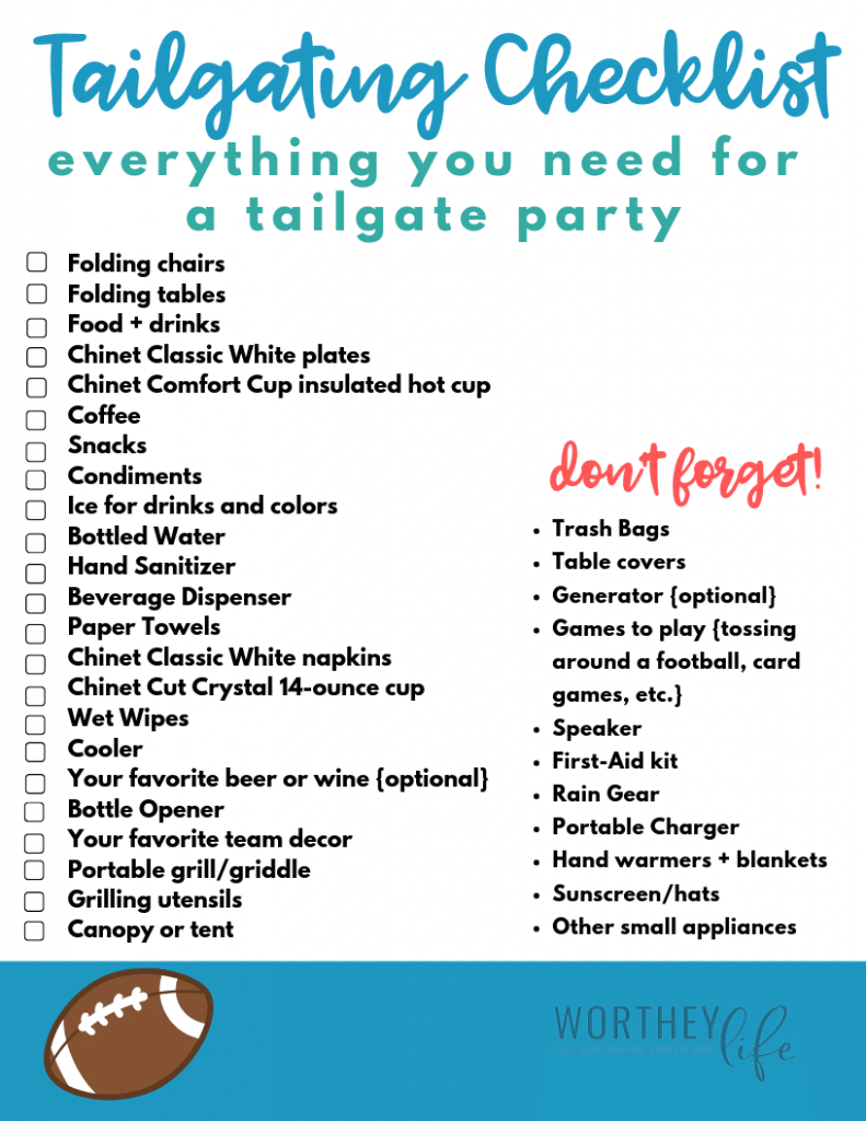 Tailgate Checklist Free Printable