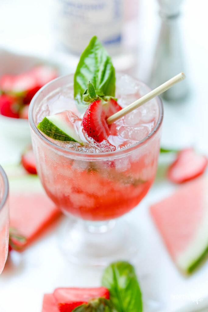 summer tequila cocktail to make with strawberries and basil