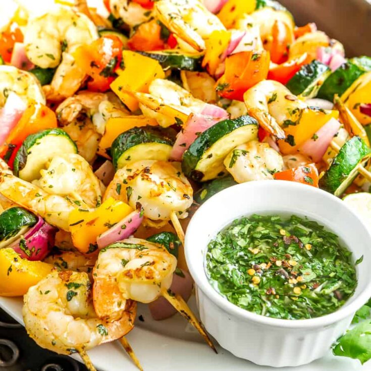 Image for Grilled Shrimp and Vegetable Skewers with Chimichurri Sauce