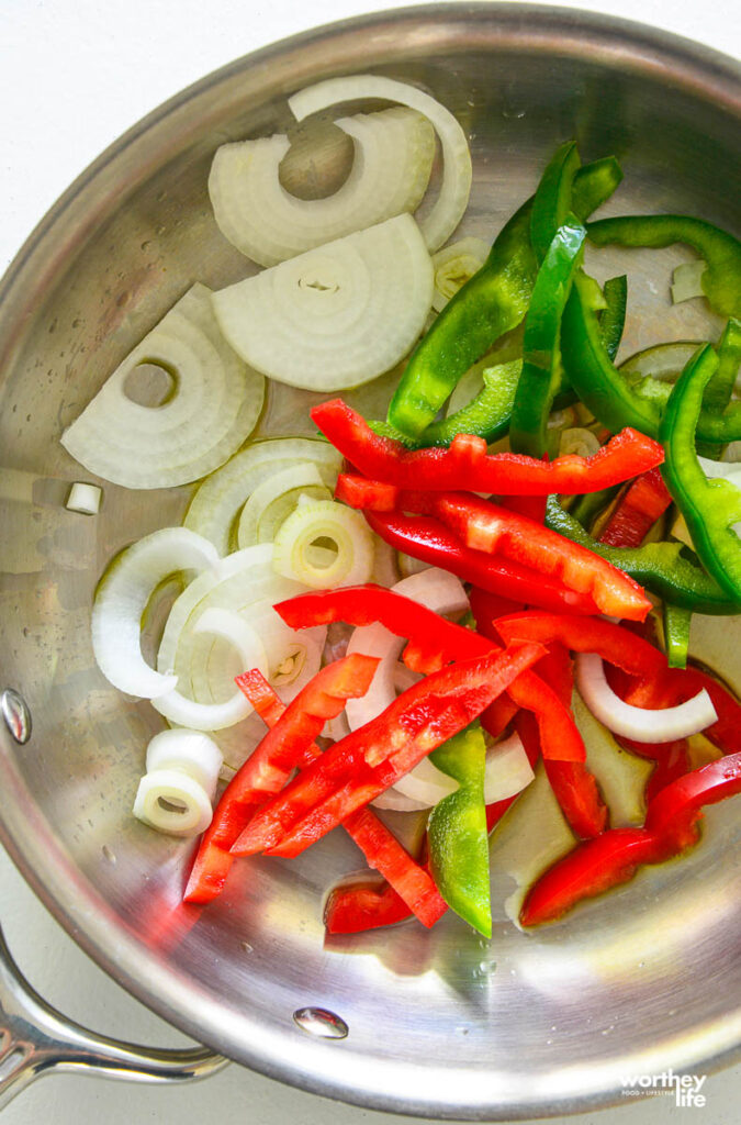 chopped veggies in a skillet