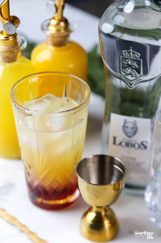 ingredients for a pink bubbly cocktail