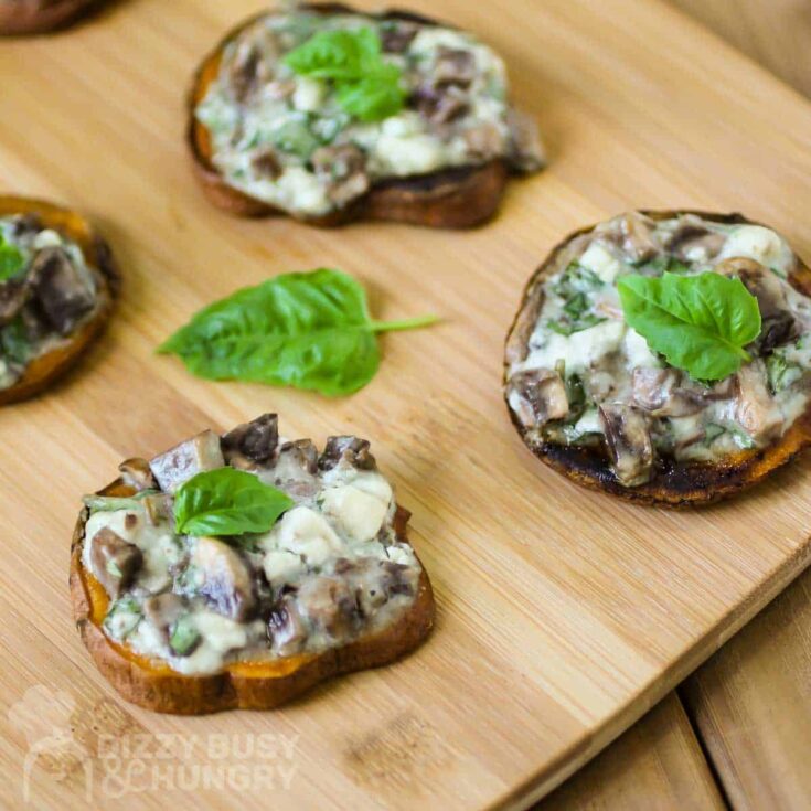 Image for Baked Sweet Potato Slices with Mushrooms and Blue Cheese