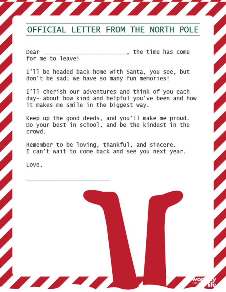 elf on the shelf goodbye free printable