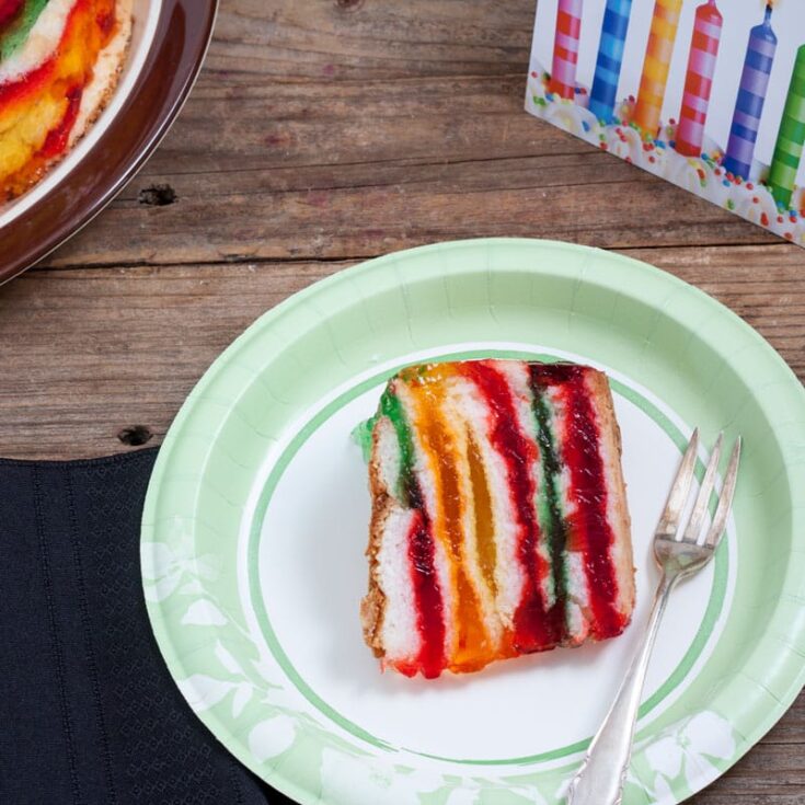 Image for Rainbow Cake, Light and Fruity Jello Cake!