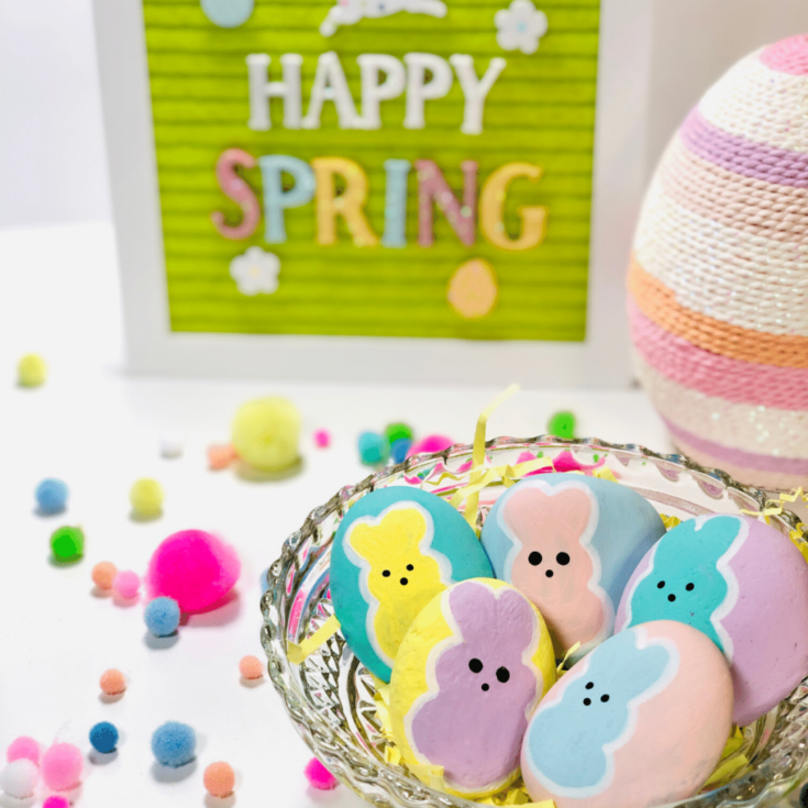 Image for Cute Peeps Bunny and Chicks Painted Rocks