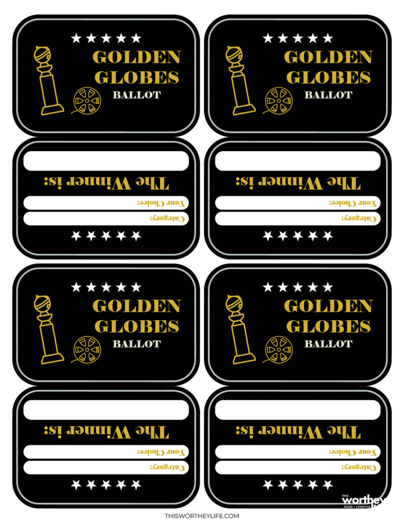 Free Golden Globes Ballot Cards