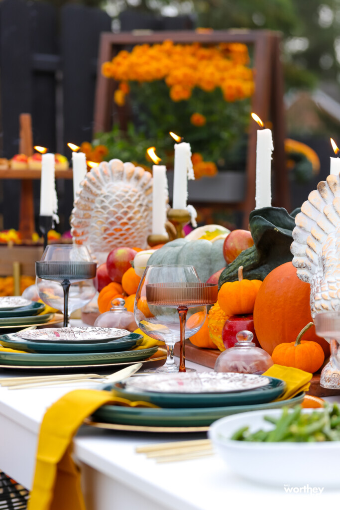 Modern Tablescape idea with gold and green