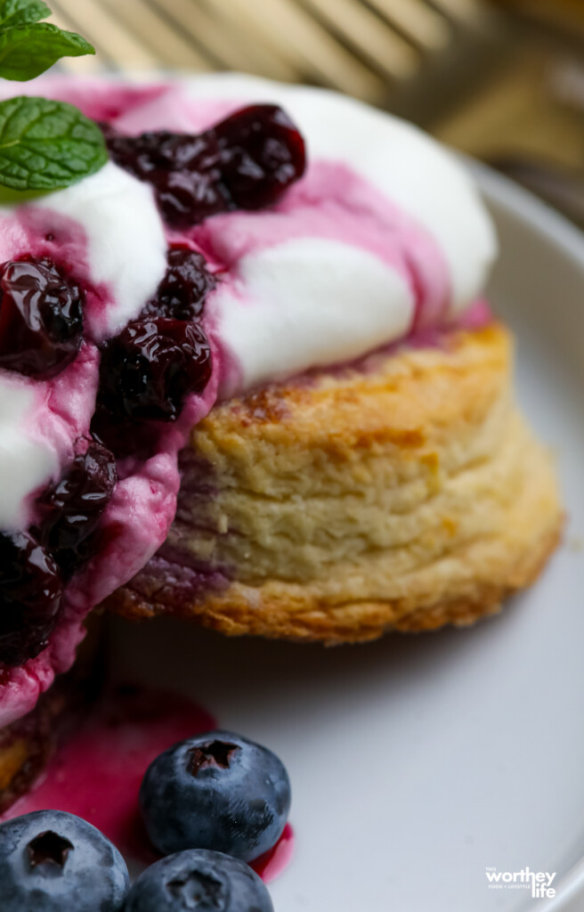 flaky biscuits with blueberry topping