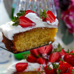 Lemon Olive Oil Cake recipe with Strawberries and Whipped Cream