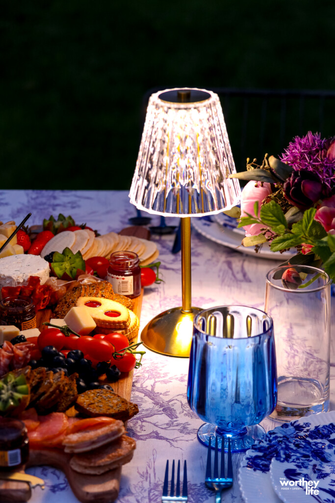 table lamps lit up at night