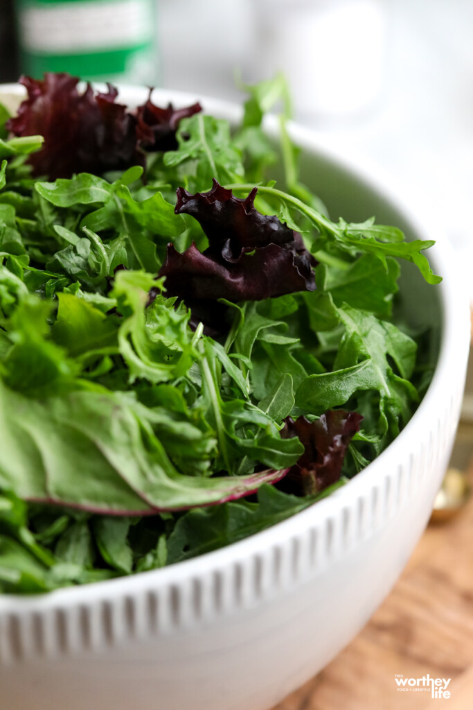 a bowl of mixed greens