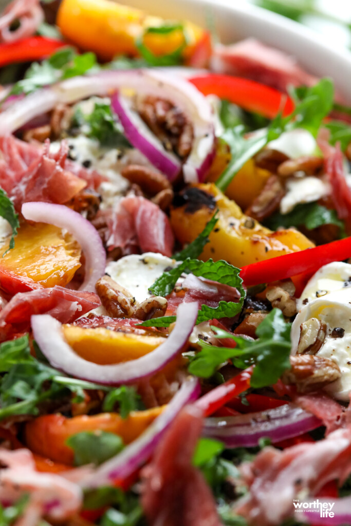 a peach burrata salad for a summer meal idea