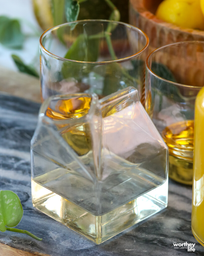 simple syrup in a glass