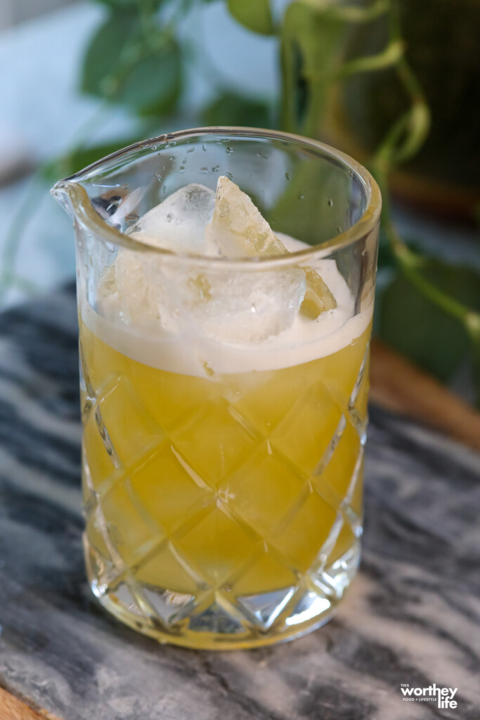 ingredients in a cocktail shaker