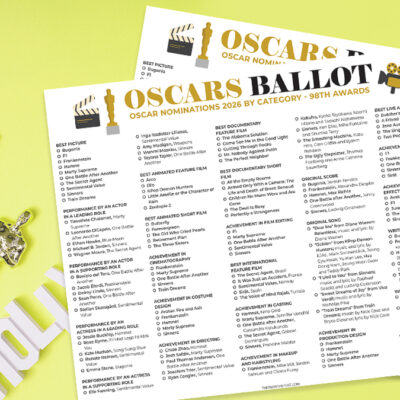 2026 Oscars Ballot printable