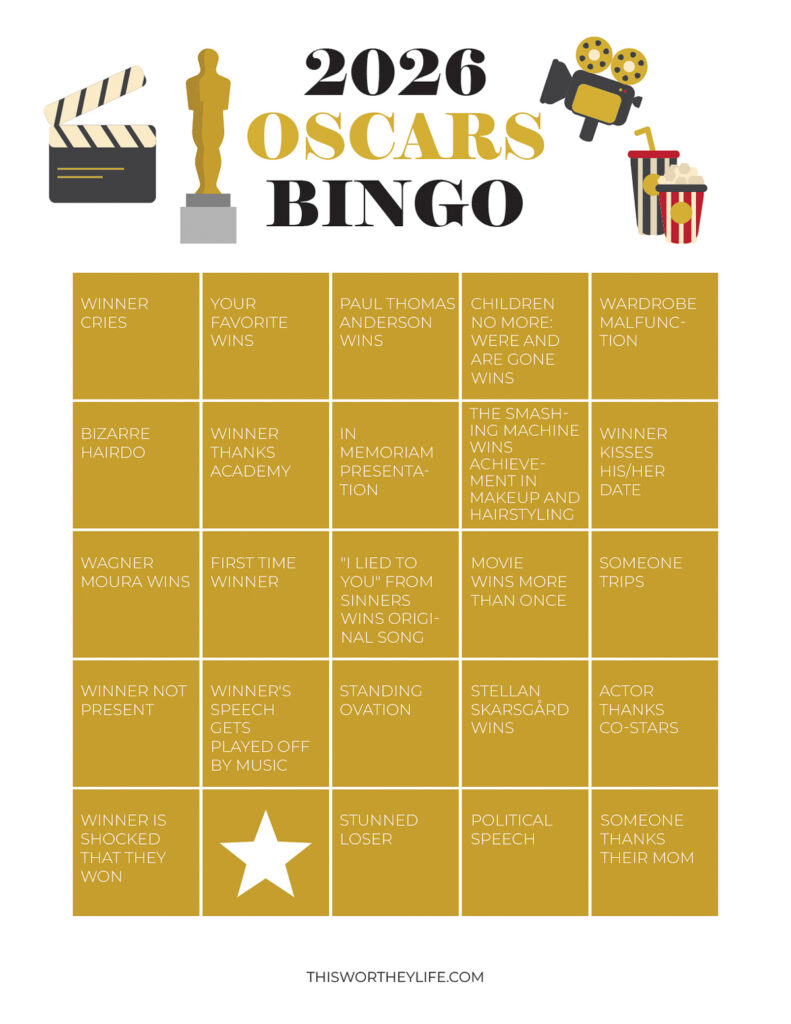 Printable Oscars Bingo Game
