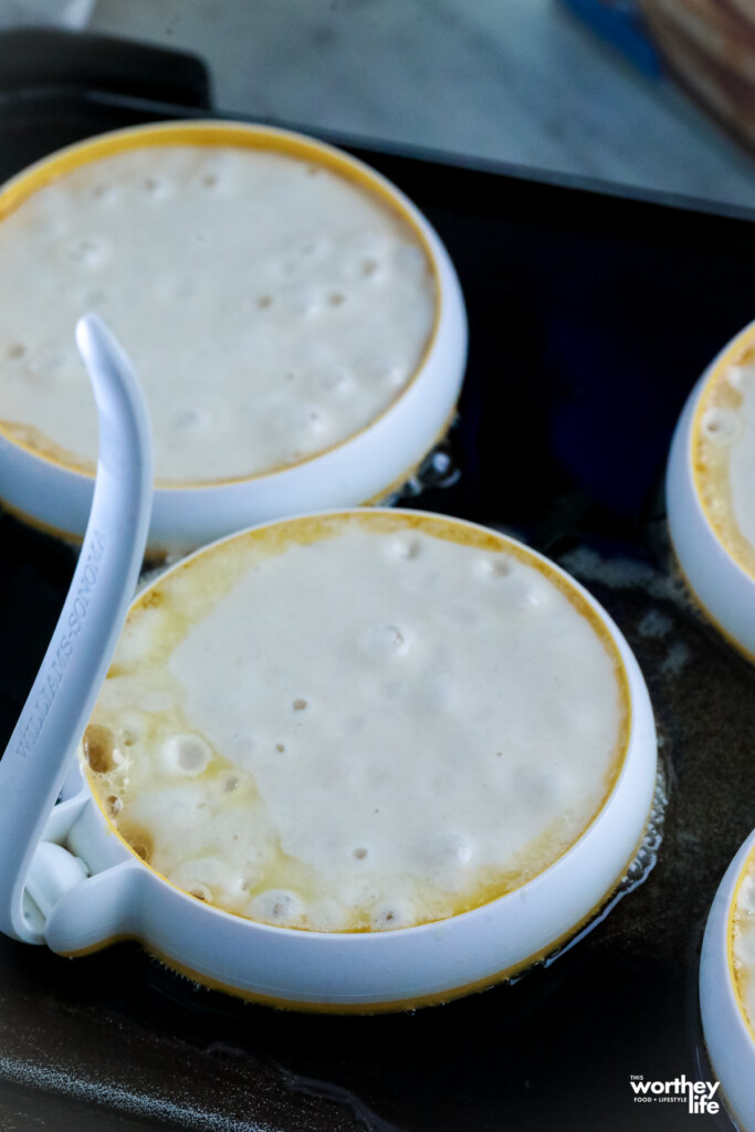 pancake mix in silicone rounds