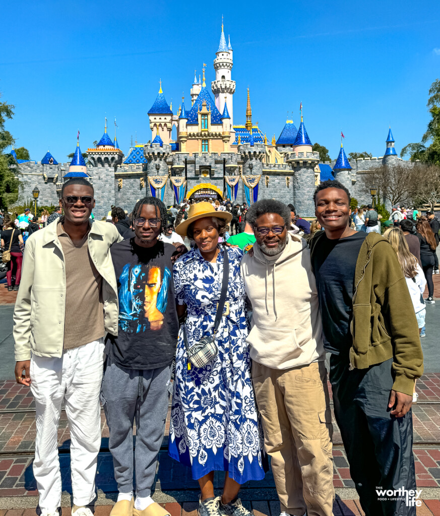 black family at disneyland, southern california