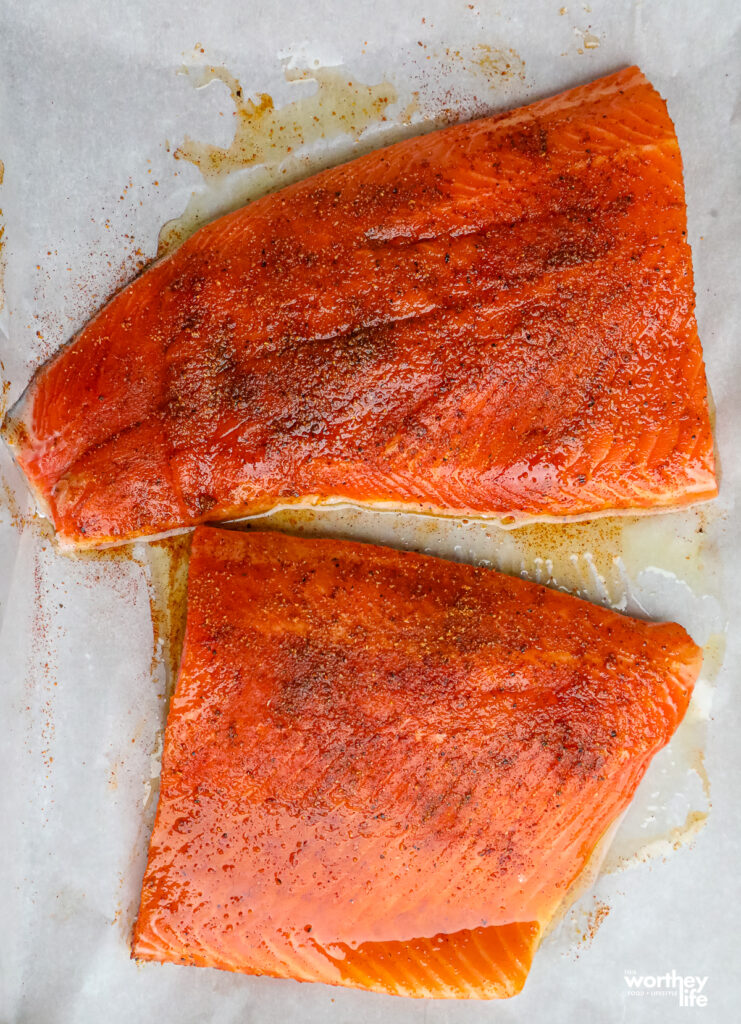 cajun seasoned salmon cut in two pieces
