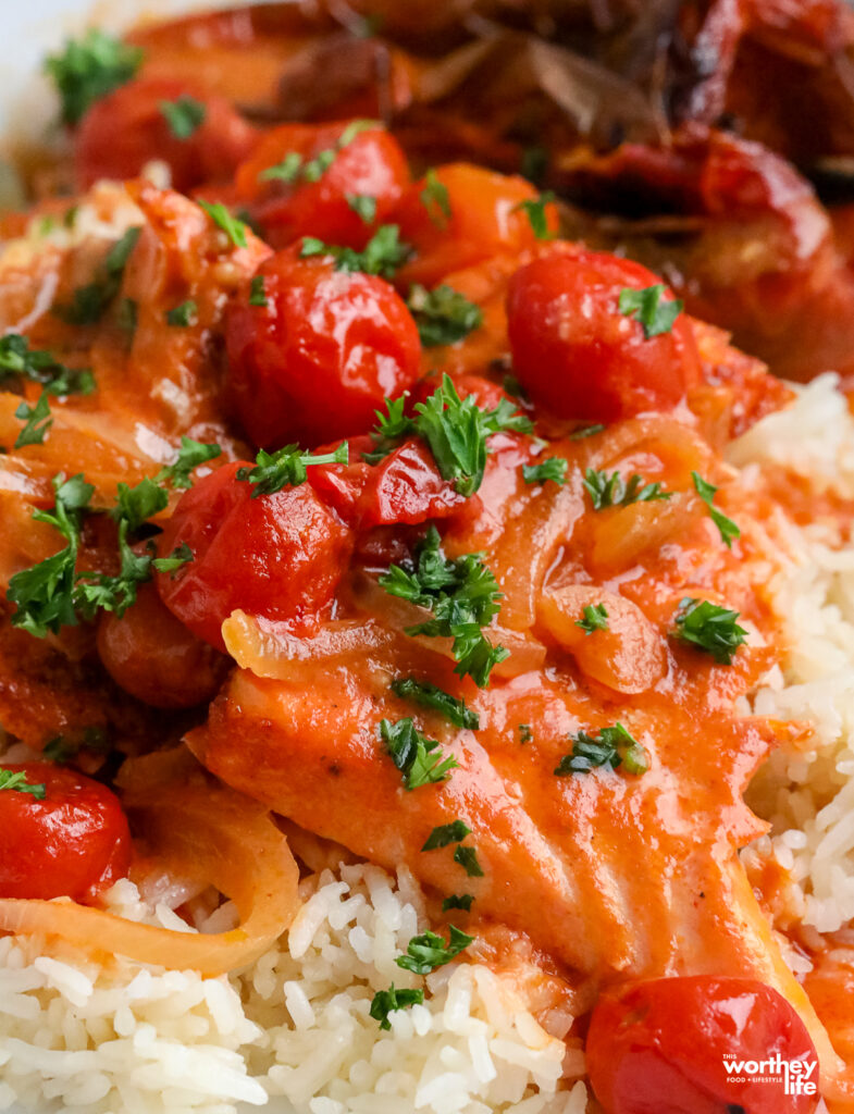 salmon with cherry roasted tomatoes