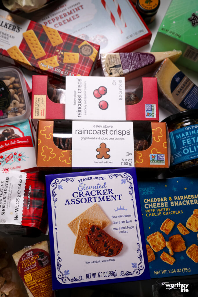items featured on a holiday charcuterie board