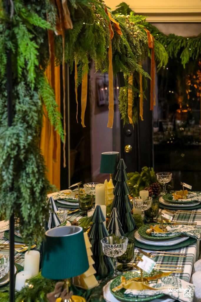 creating a garland and ribbon showstopper for tablescape