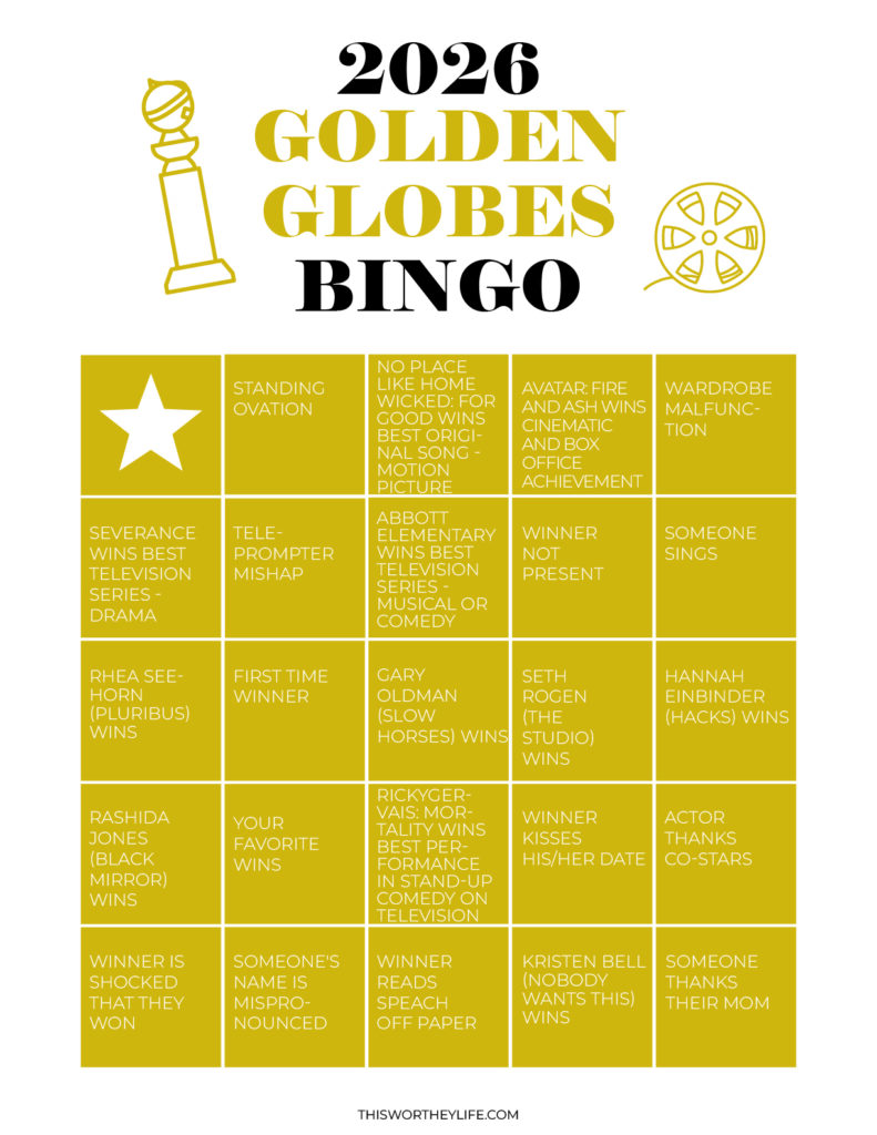 Free Golden Globes Bingo Printable