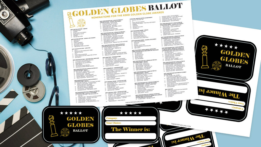 Golden Globes 2026 printable