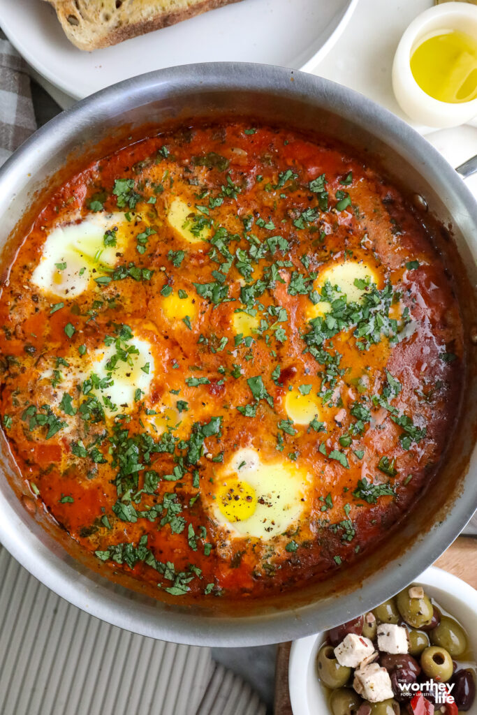 a tomato based dish with lamb, eggs, and lots of flavor
