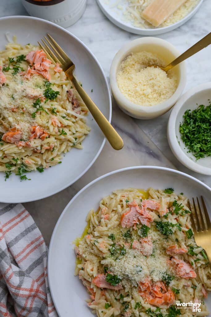 creamy salmon orzo pasta